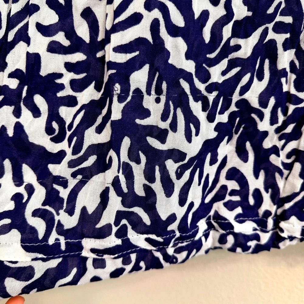 Lilly Pulitzer Murfee Infinity Scarf Blue White Coral Print Rayon 34